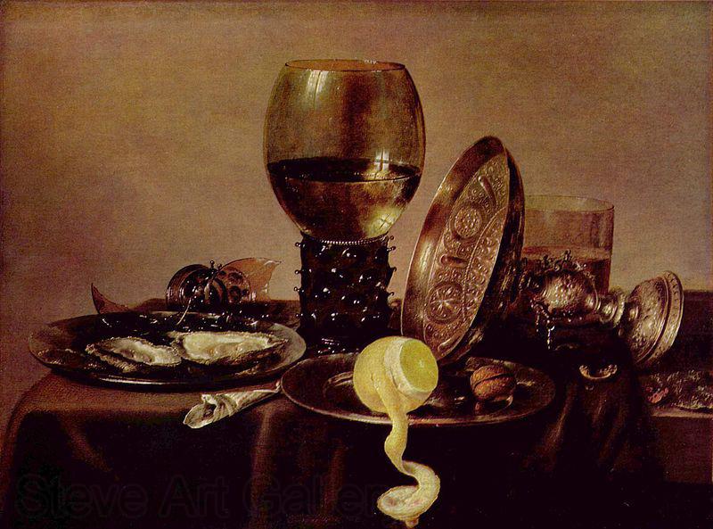 unknow artist Still life with oysters, a rummer, a lemon and a silver bowl Spain oil painting art